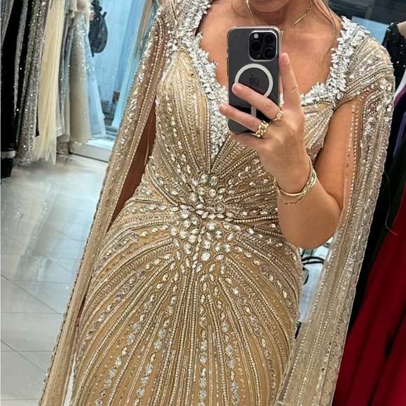 Gold Sequin Embellished Maxi Gown for Weddings - Picture 4 of 4